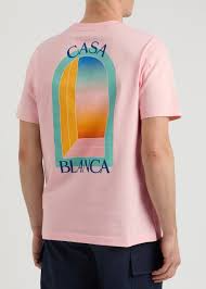 CASABLANCA L'Arc Colore printed cotton T-shirt Pink